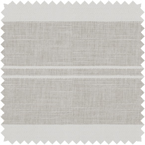A swatch of Shoreham Stripe in Oatmeal shows an east-west stripe in neutral tones ideal for farmhouse window treatments