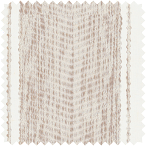 A swatch of Martyn Lawrence Bullard's Nomad Stripe in Sand shows a ticking stripe in a warm sandy color
