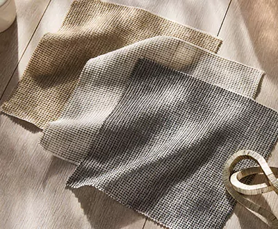 Swatches of Textured Multiweave from the Studio McGee window treatments collection shows a tactile fabric