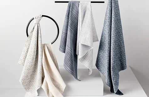 Swatches decoratively on display from the new designer collection by Victoria Hagan include flower-inspired patterns