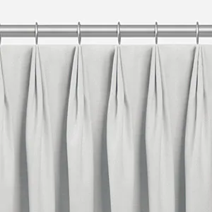 One of the types of drapes includes Tailored Pleat Drapery with features three-finger pleats pinched at the top
