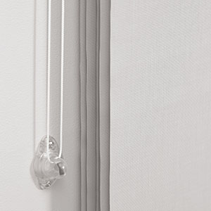 A product image of Vertical Blinds with a continuous loop control system shows the tension device and cord