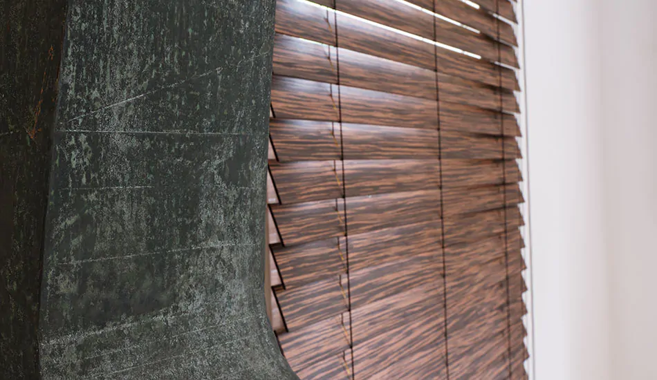 2-inch Wood Blinds in Exotic Zebrano have a rich wood tone and realistic wood grain with lots of variation
