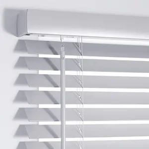 A product image of a simple straight valance for wood blinds that covers the headrail and lift mechanism