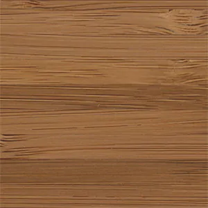 A swatch of Bamboo in Natural for Wood Blinds shows a light wood tone with a subtle cathedral grain pattern