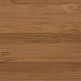 A swatch of Bamboo in Natural for Wood Blinds shows a light wood tone with a subtle cathedral grain pattern