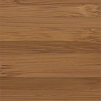 A swatch of Bamboo in Natural for Wood Blinds shows a light wood tone with a subtle cathedral grain pattern