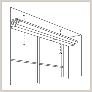 An illustration shows how to install shades of the Woven Wood Shade style in an inside mount application