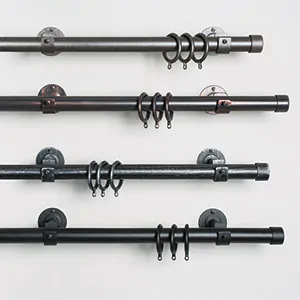 The collection of Wrought Iron Hardware for curtain rods shows all the finishes with rugged, character-rich looks